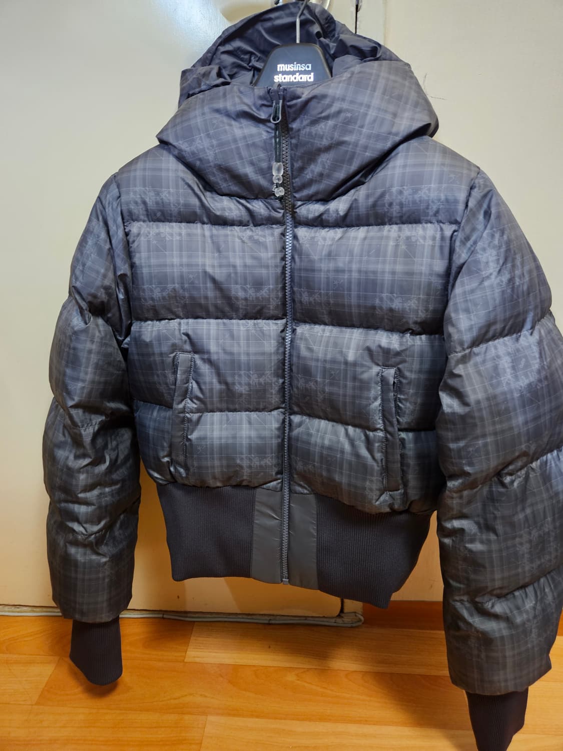 2 사이즈) OJOS 오호스 리버시블 체크 패디드 자켓 패딩 차콜 상품이미지2