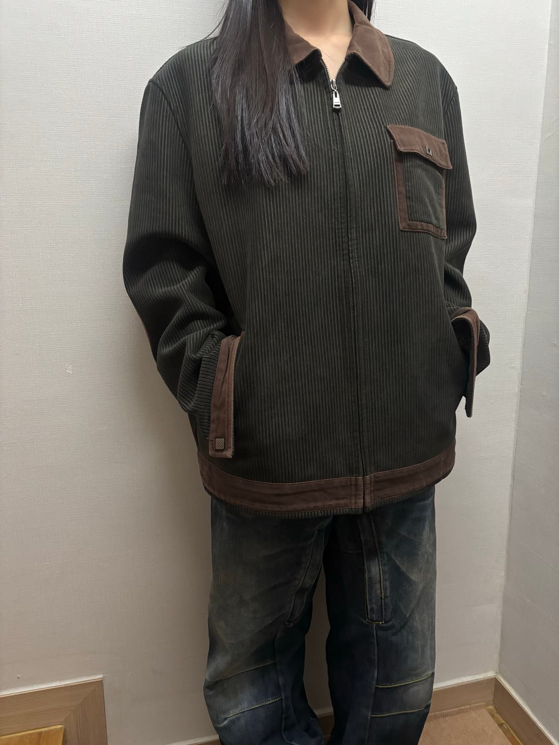 빈티지 카키 코듀로이 자켓 상품이미지6