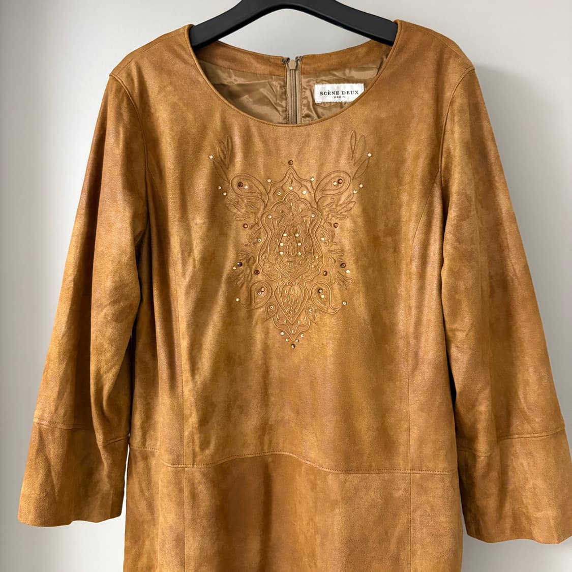 Scene deux paris brown suede one-piece 상품이미지2