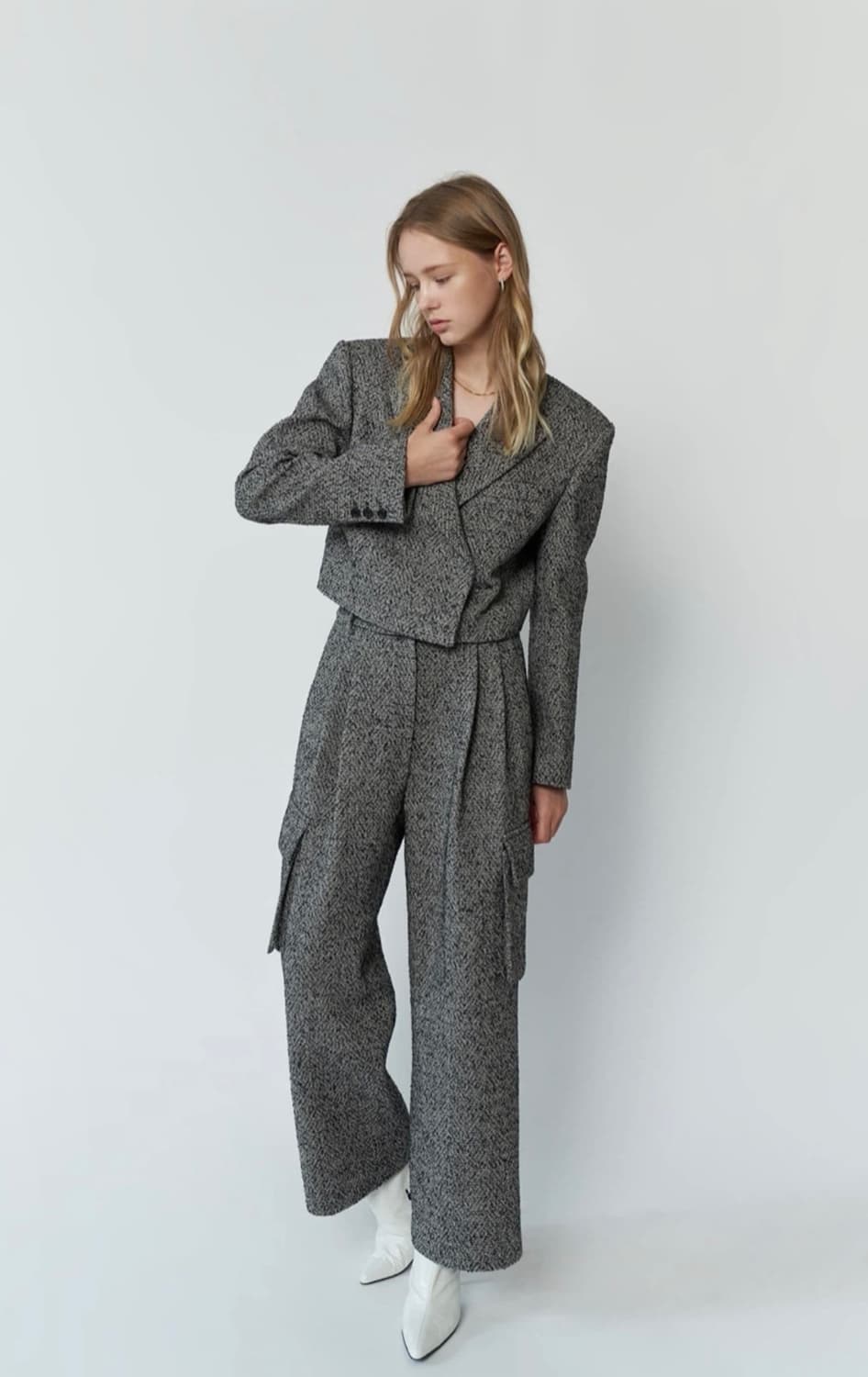 blossom h 블로썸 보니 트위드 크롭 자켓 M 상품이미지3