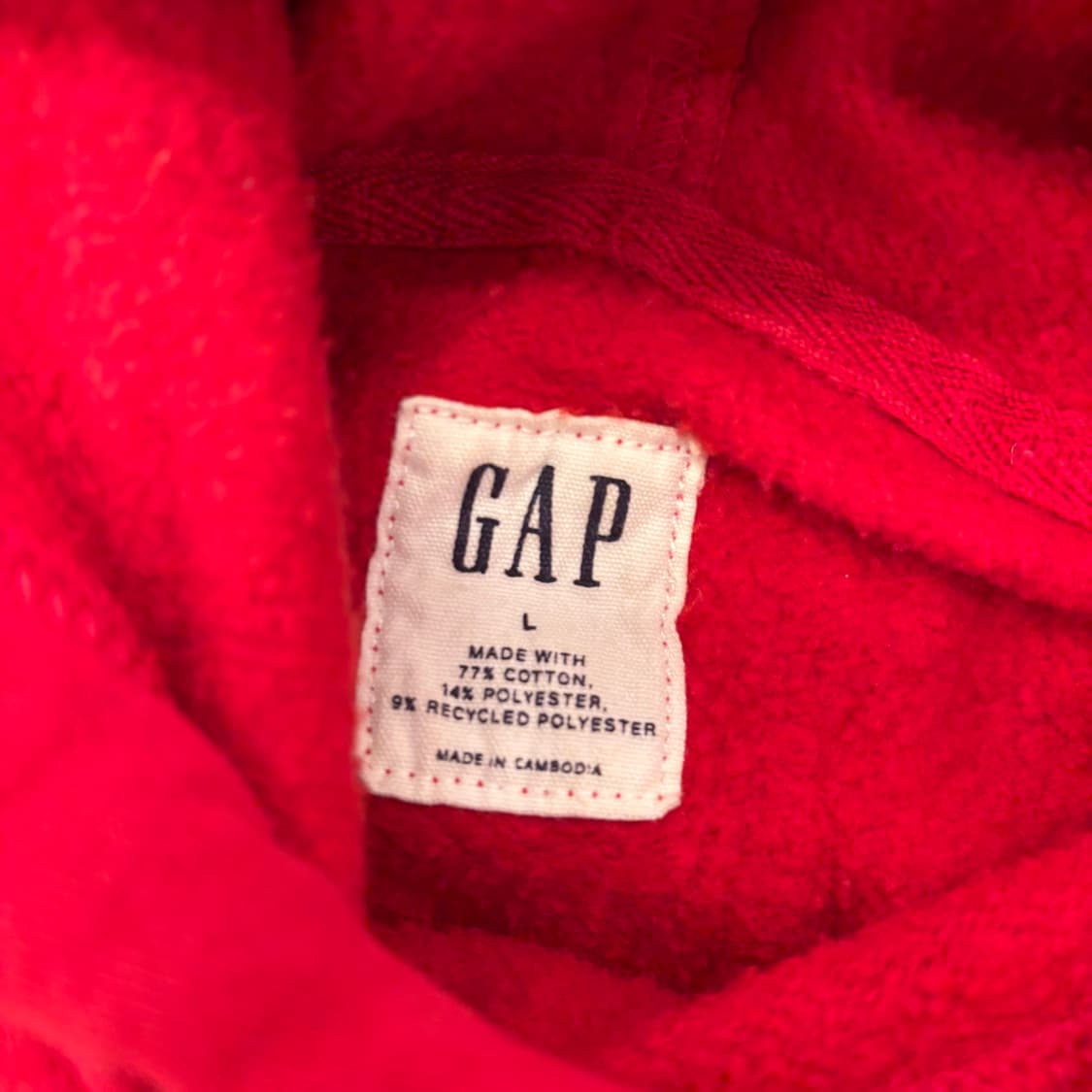 갭 빅로고 레드 후드티 상품이미지3