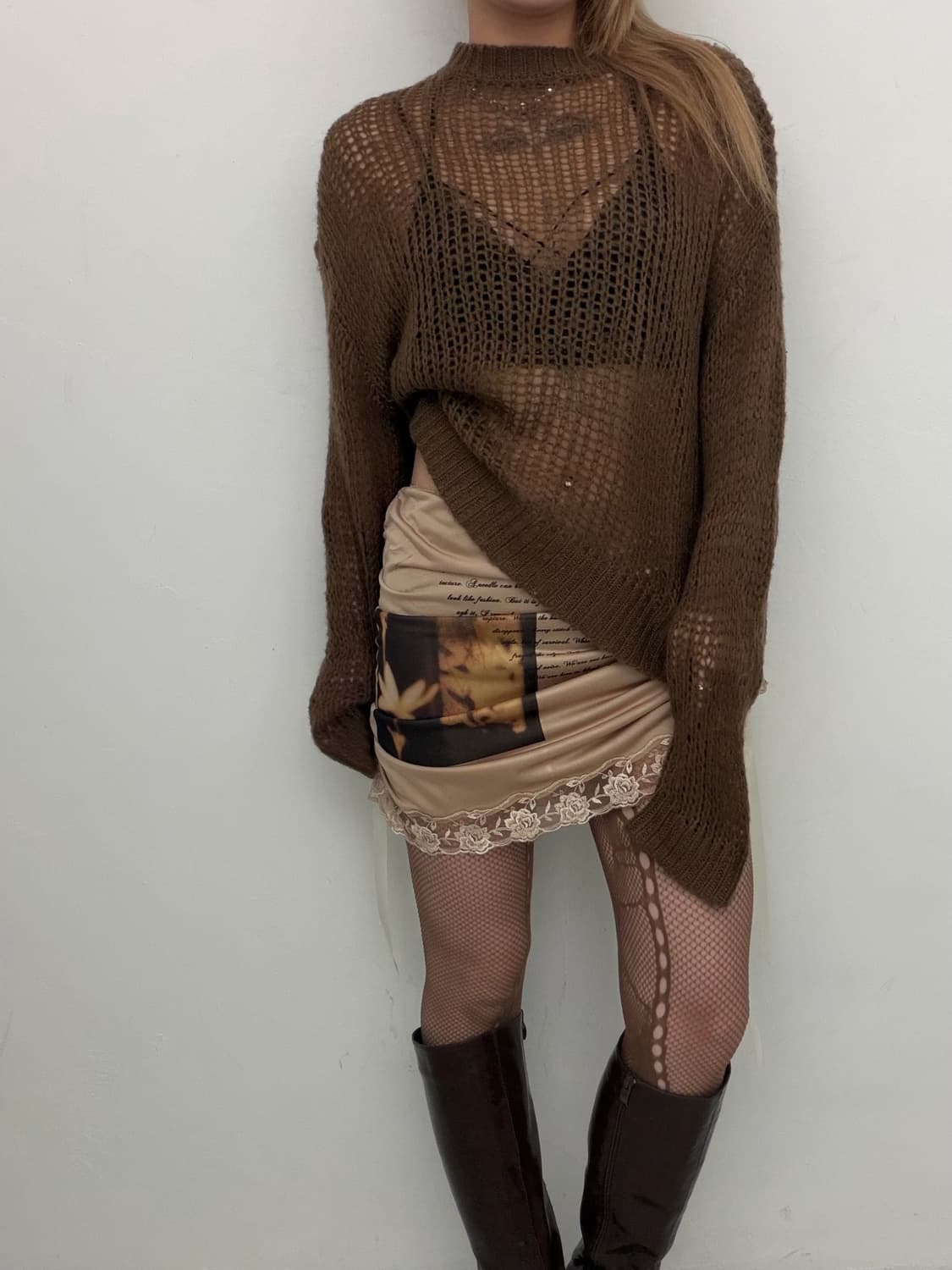 포토그래픽 새틴 셔링 스커트  상품이미지1