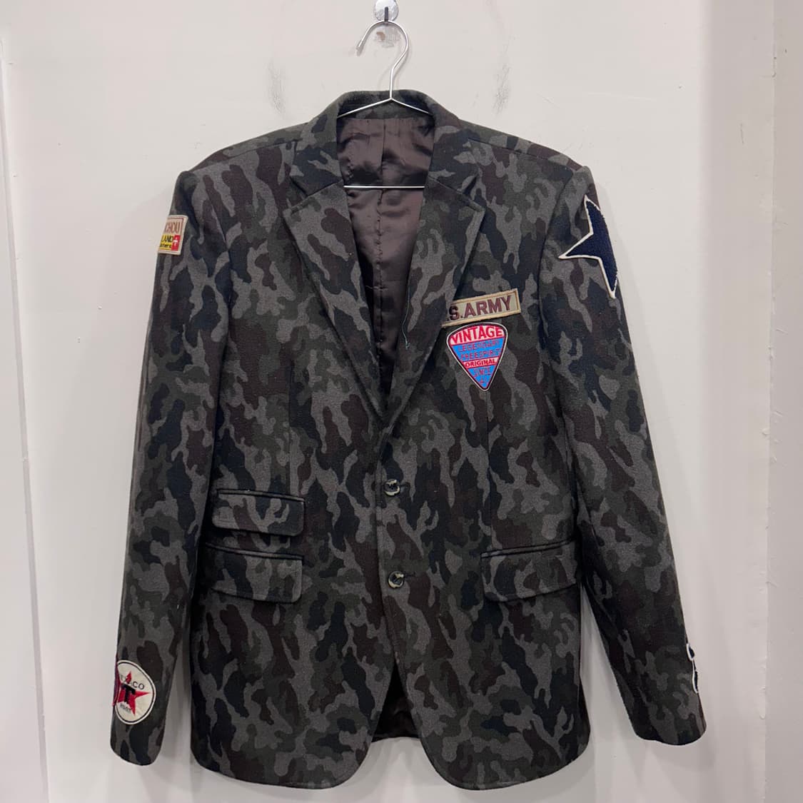 핸드메이드 카모플라쥬 패치 울모직 블레이져 상품이미지2