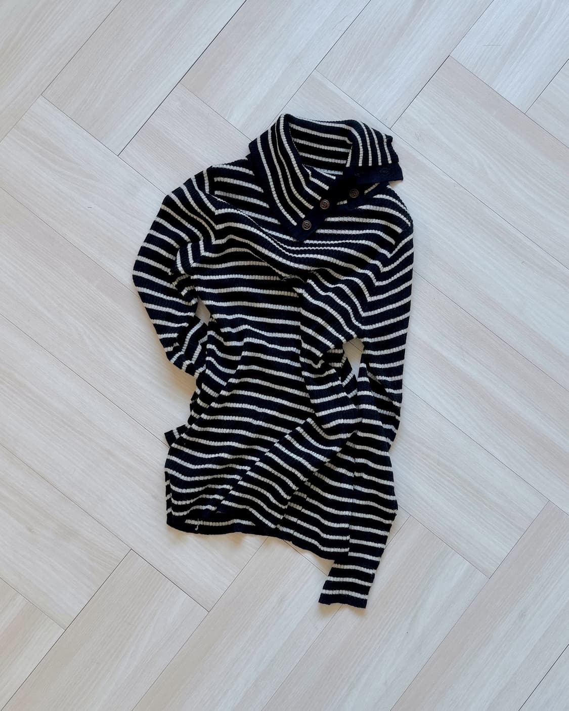 [Vintage] border button knit turtleneck 상품이미지3