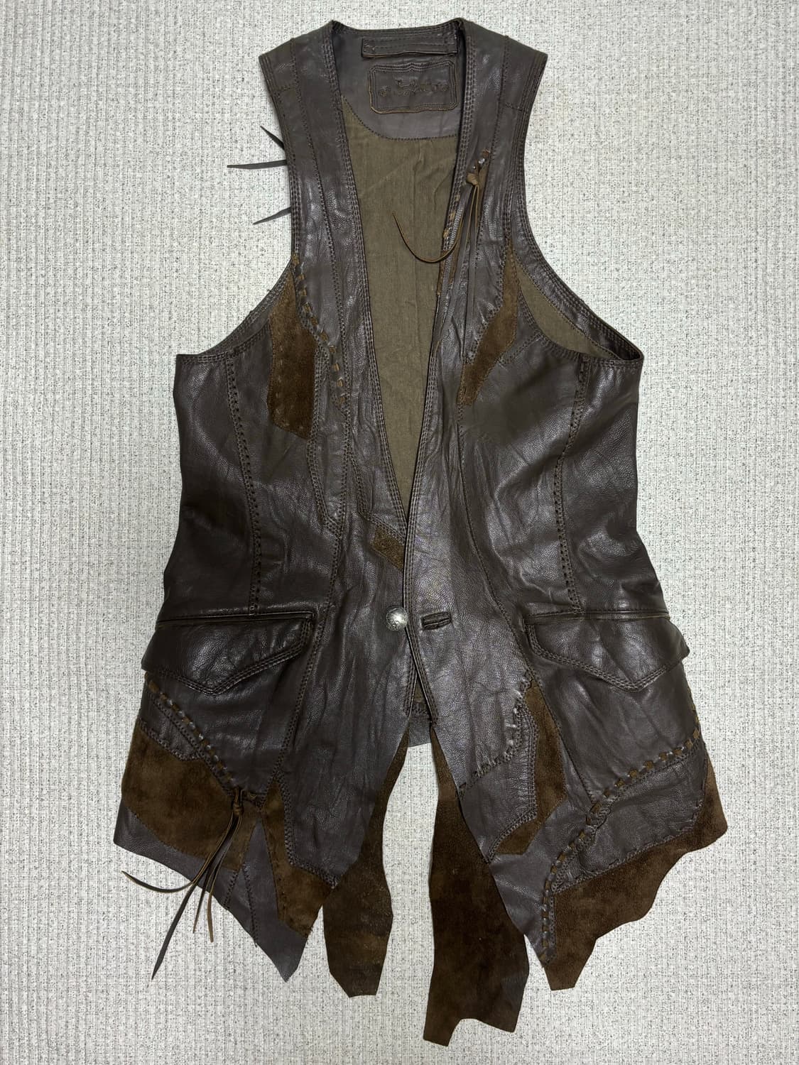 goa leather patchwork vest 상품이미지2