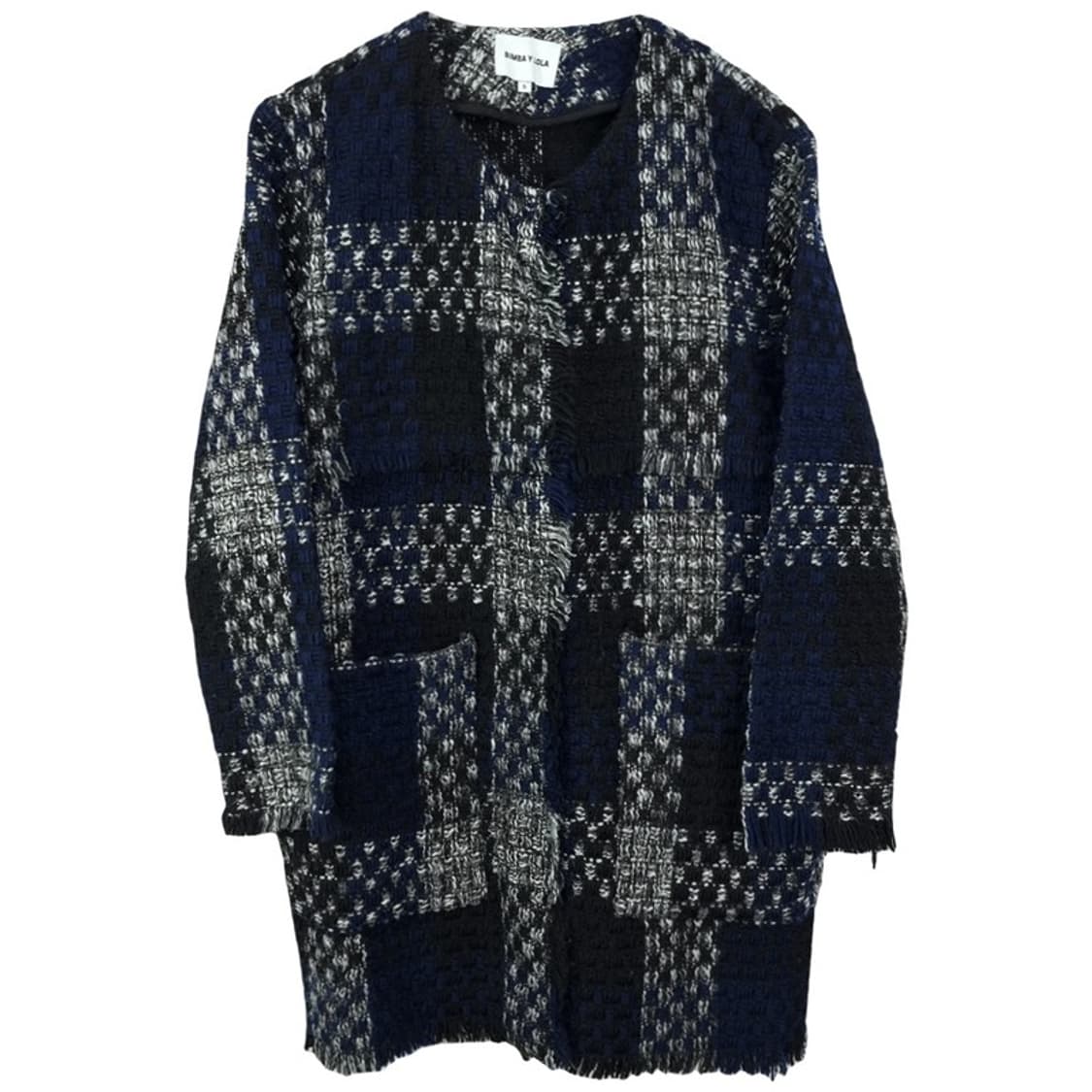 [빔바이롤라] 오버핏 체크 트위드 코트 네이비 M19658 상품이미지2