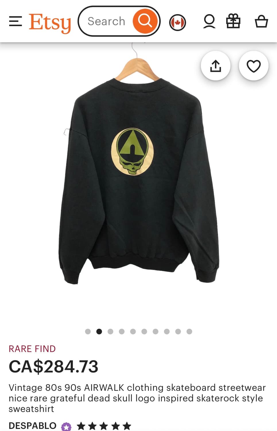 90s AIRWALK 그레이트풀 데드 스컬 맨투맨 상품이미지2