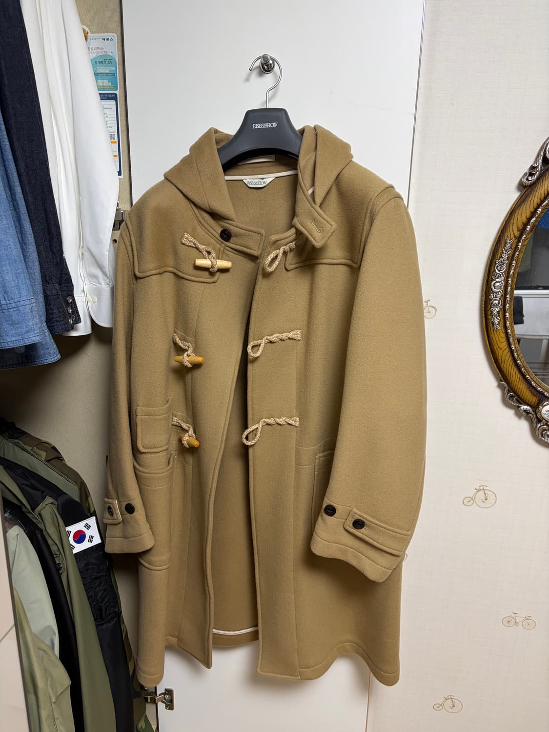 라이즈앤빌로우 헤비 울 펠트 더플 코트 카멜 M사이즈 상품이미지6