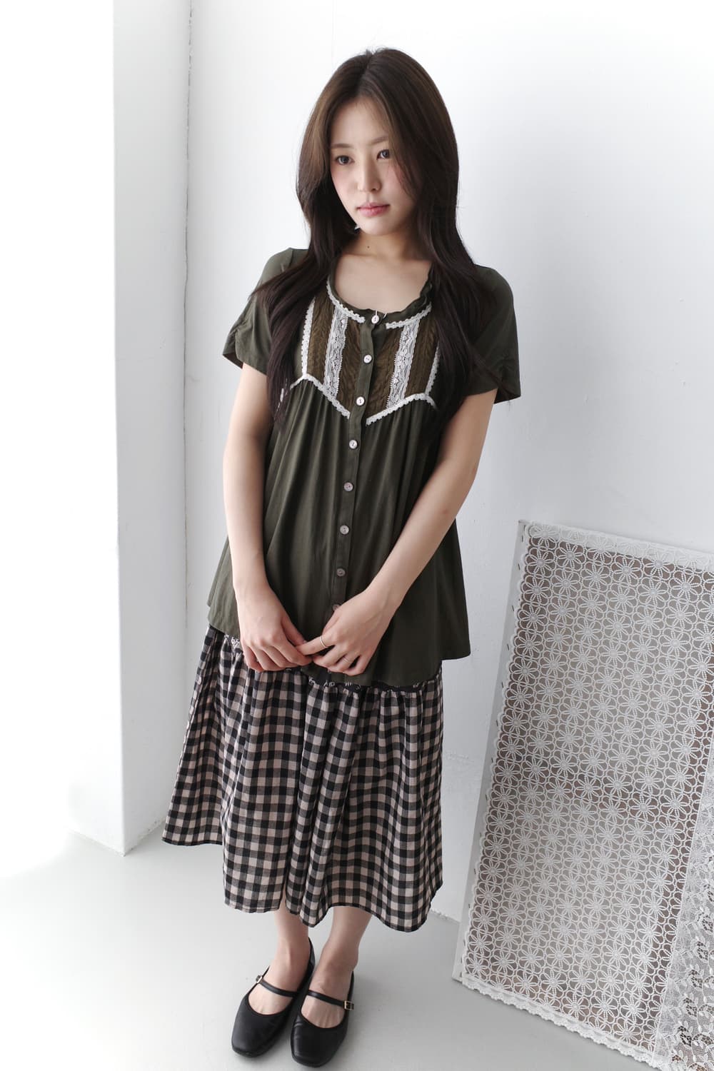 flower check skirt 상품이미지3