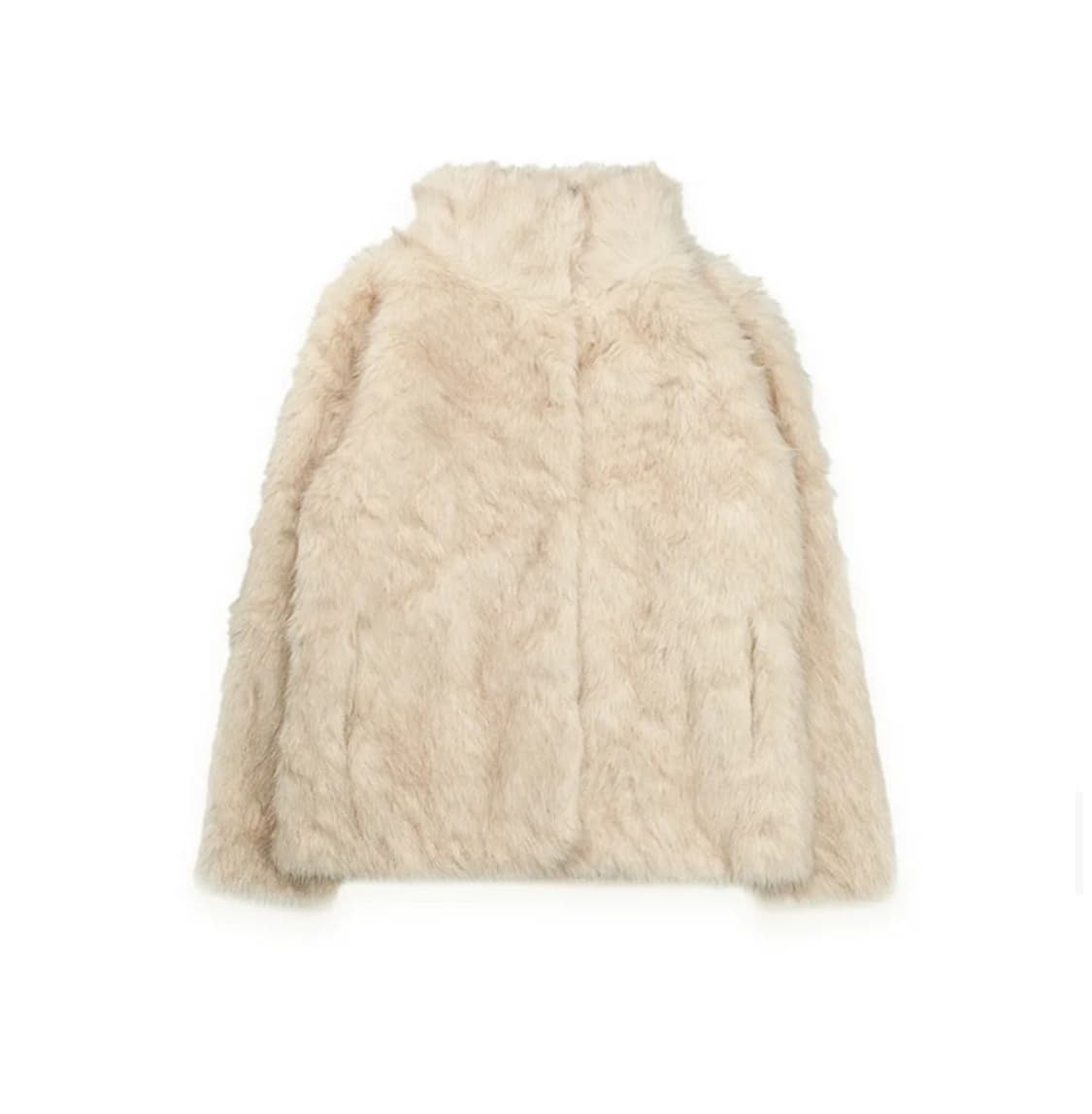 오피쉬 플러피 믹스 퍼 자켓 베이지 상품이미지3