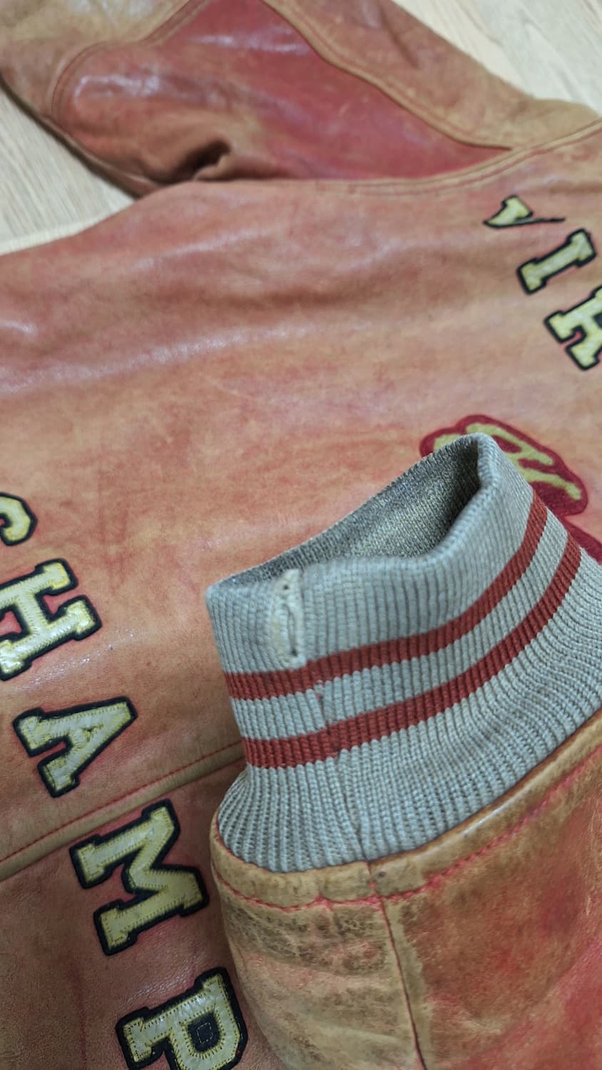 90s USA 빈티지 아비렉스 레더 바시티 자켓 상품이미지7