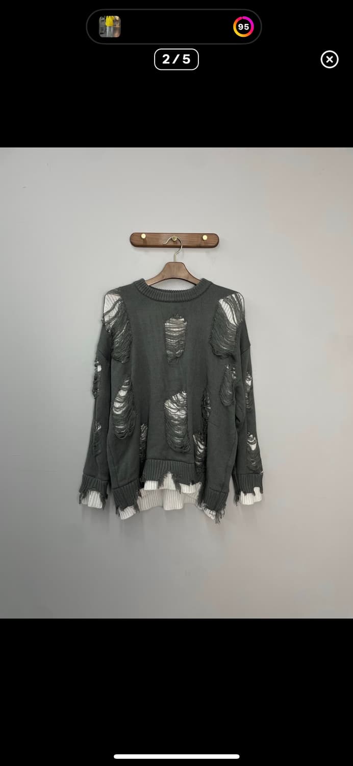 빈티지 데미지 그레이 니트 A3677 상품이미지2