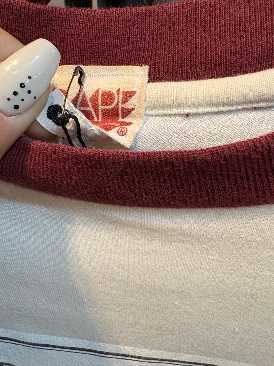 Bape 베이프 버건디 나그랑 7부 롱슬리브 상품이미지6