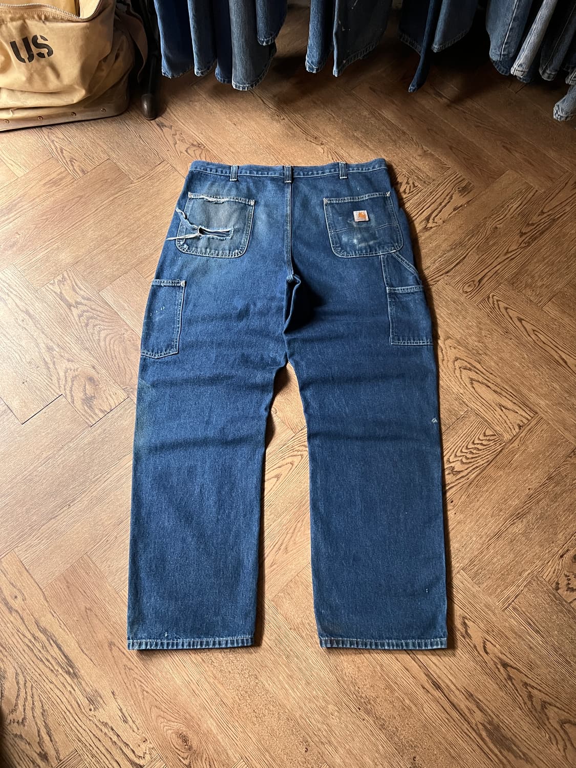 [38]칼하트 USA 더티워싱 싱글니 카펜터 워크 데님 팬츠 상품이미지2