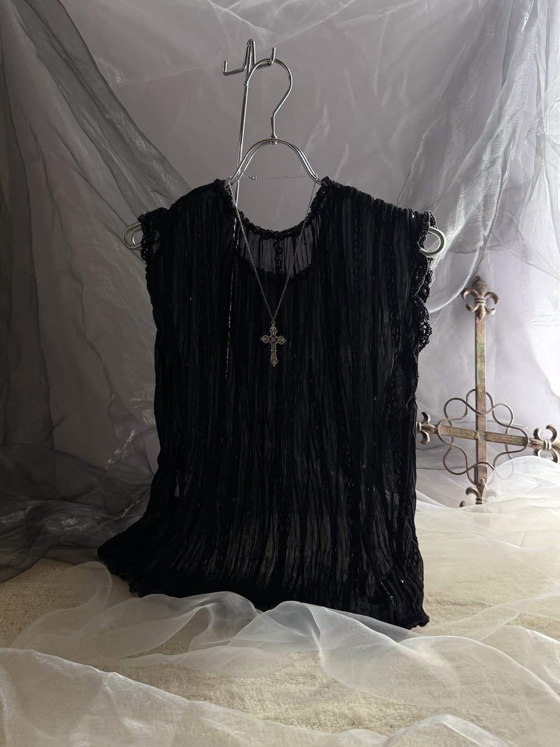 Beaded Glitter Wrinkle Vest 0196 상품이미지4