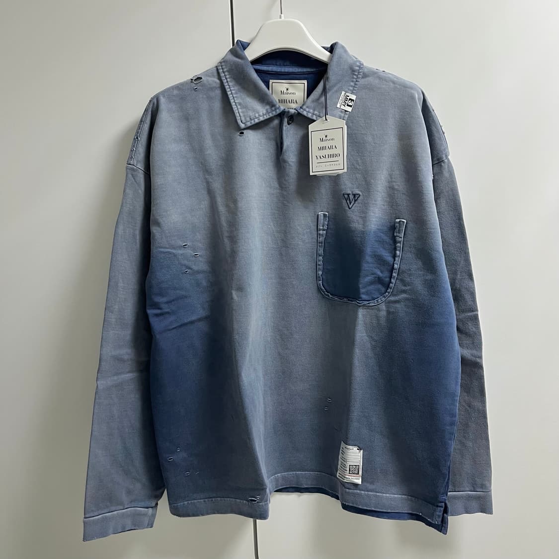 [48,52]미하라야스히로 26ss 선 페이드 폴로 티셔츠/블루 상품이미지1