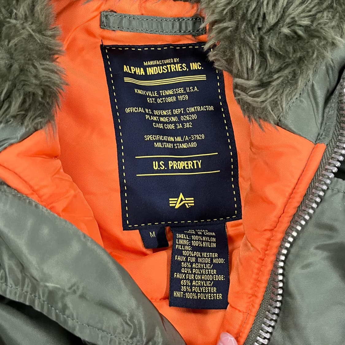 [정품/M] 알파인더스트리 N3B 패딩 야상 올리브 b14 상품이미지5