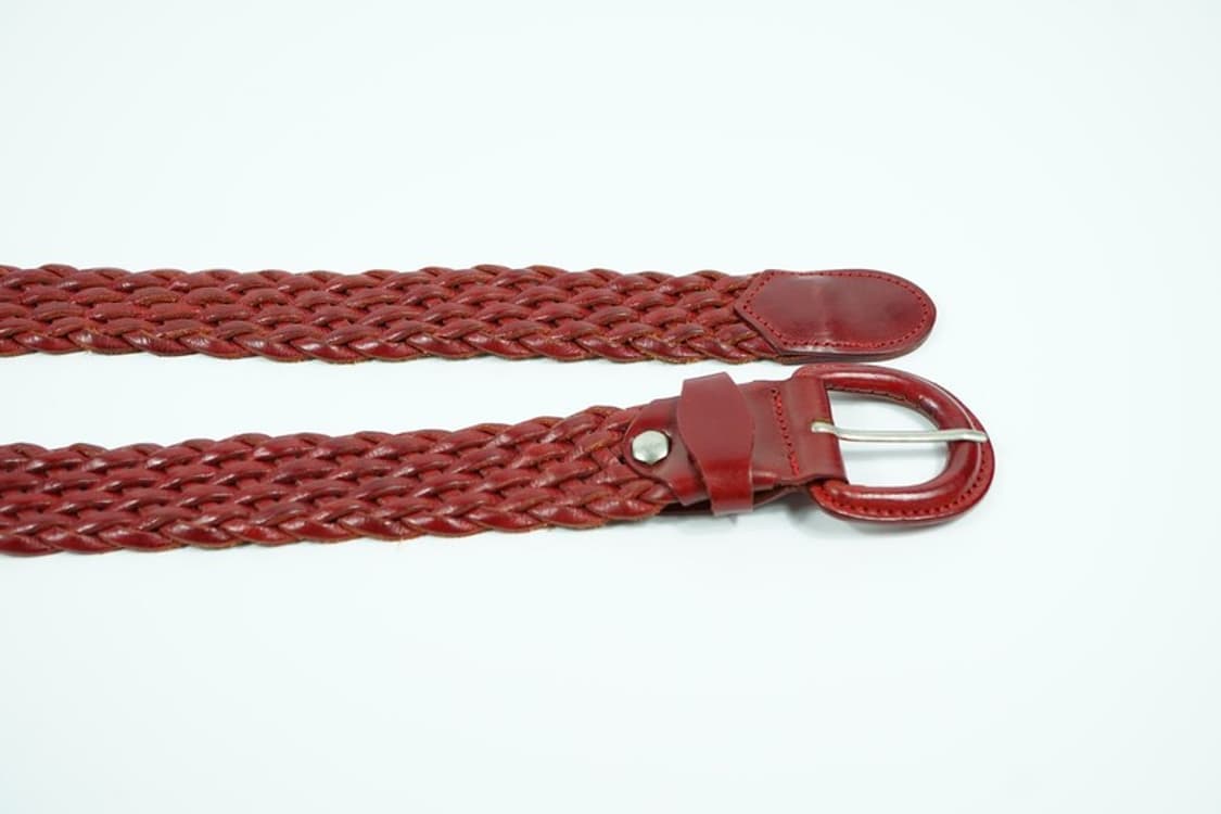 딥 와인 리얼 레더 위빙 꼬임 벨트 상품이미지5