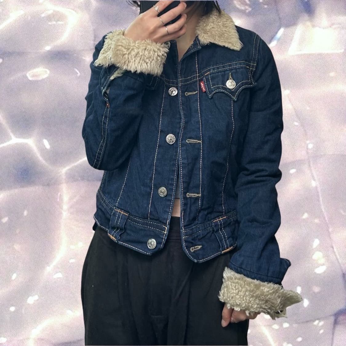 리바이스 양털 쉐르파 블루종 점퍼 생지 데님 청자켓 95 M  상품이미지1