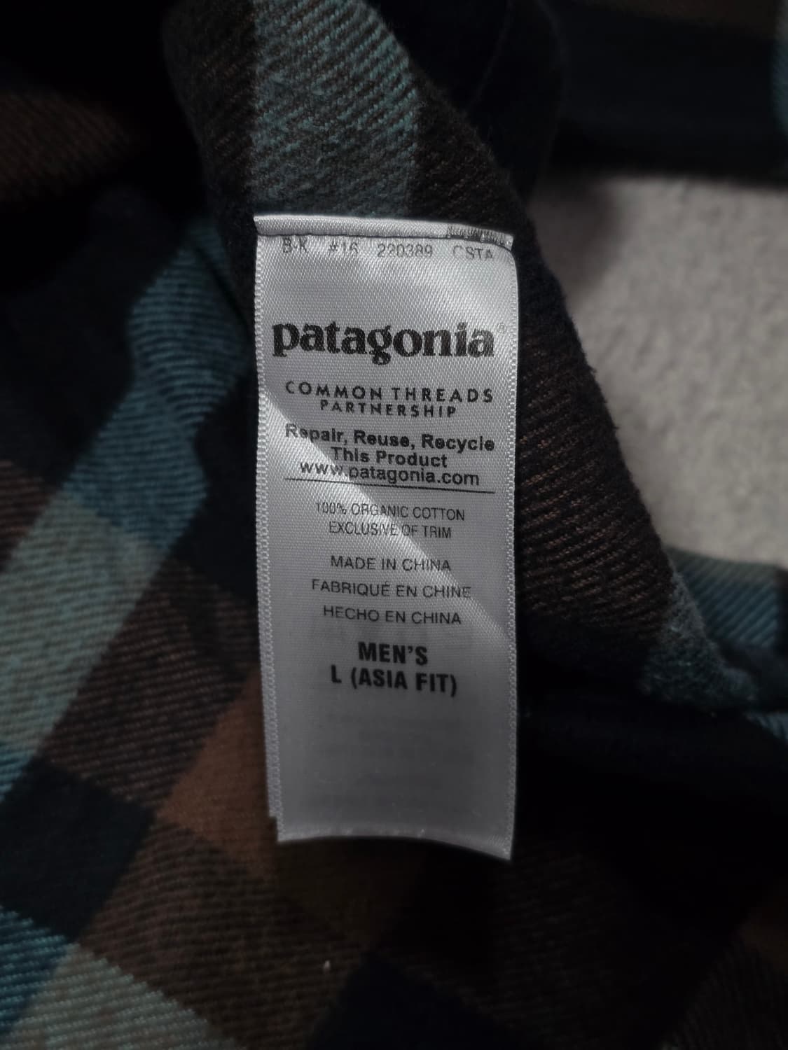 파타고니아 오가닉코튼 플란넬 체크 셔츠 L 상품이미지6
