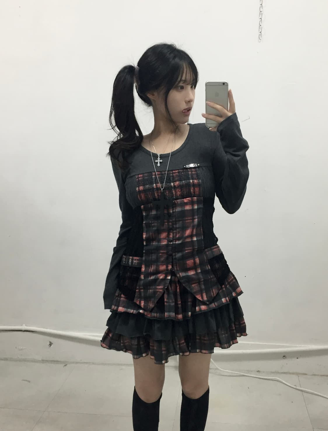 [H BIS] 데스노트 미사, 나나 깔 펑크 체크 원피스 상품이미지1