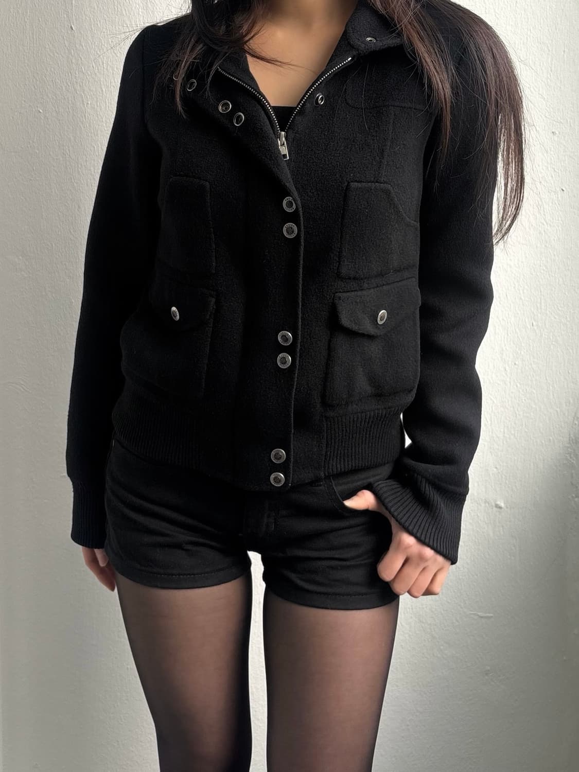 Egoist Glam Wool Black Button Jacket 상품이미지2