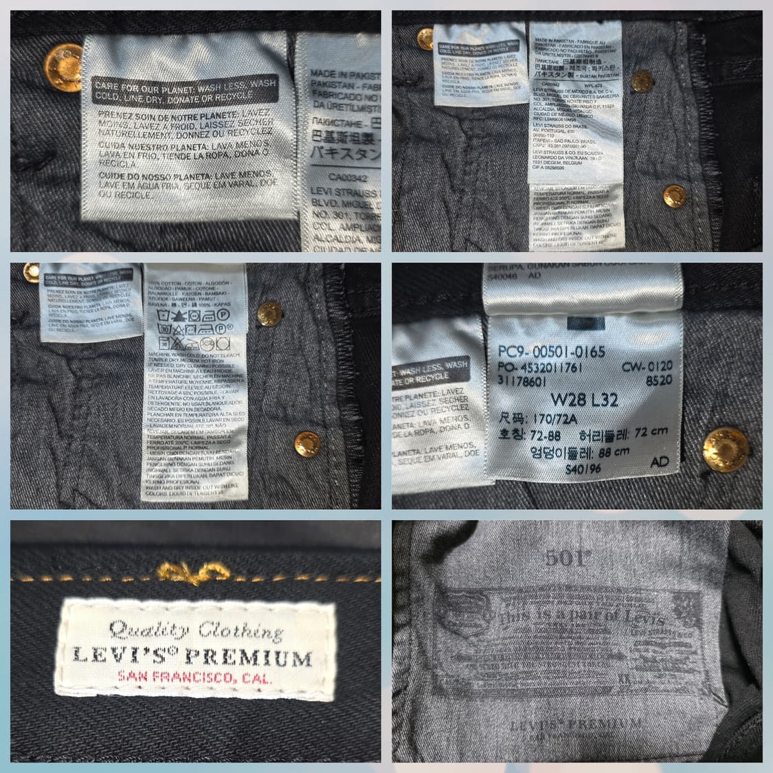 [새상품/빅E] 리바이스 프리미엄 501 오리지널 블랙진 (28사이즈) 상품이미지8