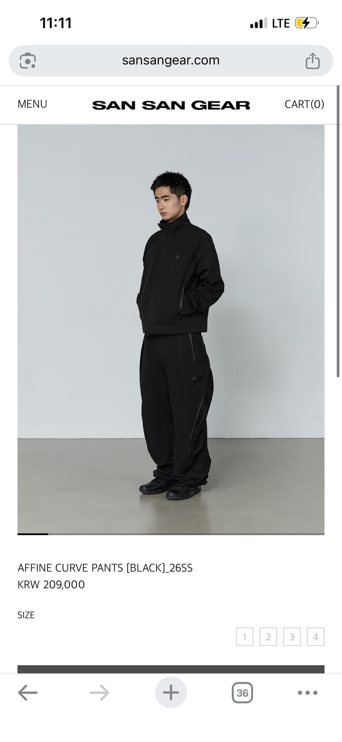 산산기어 어파인 커브 팬츠 블랙 (26ss 1사) 상품이미지1