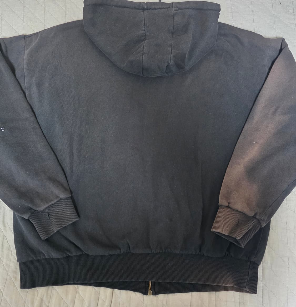 [OS] 빈티지 디키즈 더블페이스 써멀 후드집업 트래쉬드 페이드 블랙 상품이미지5