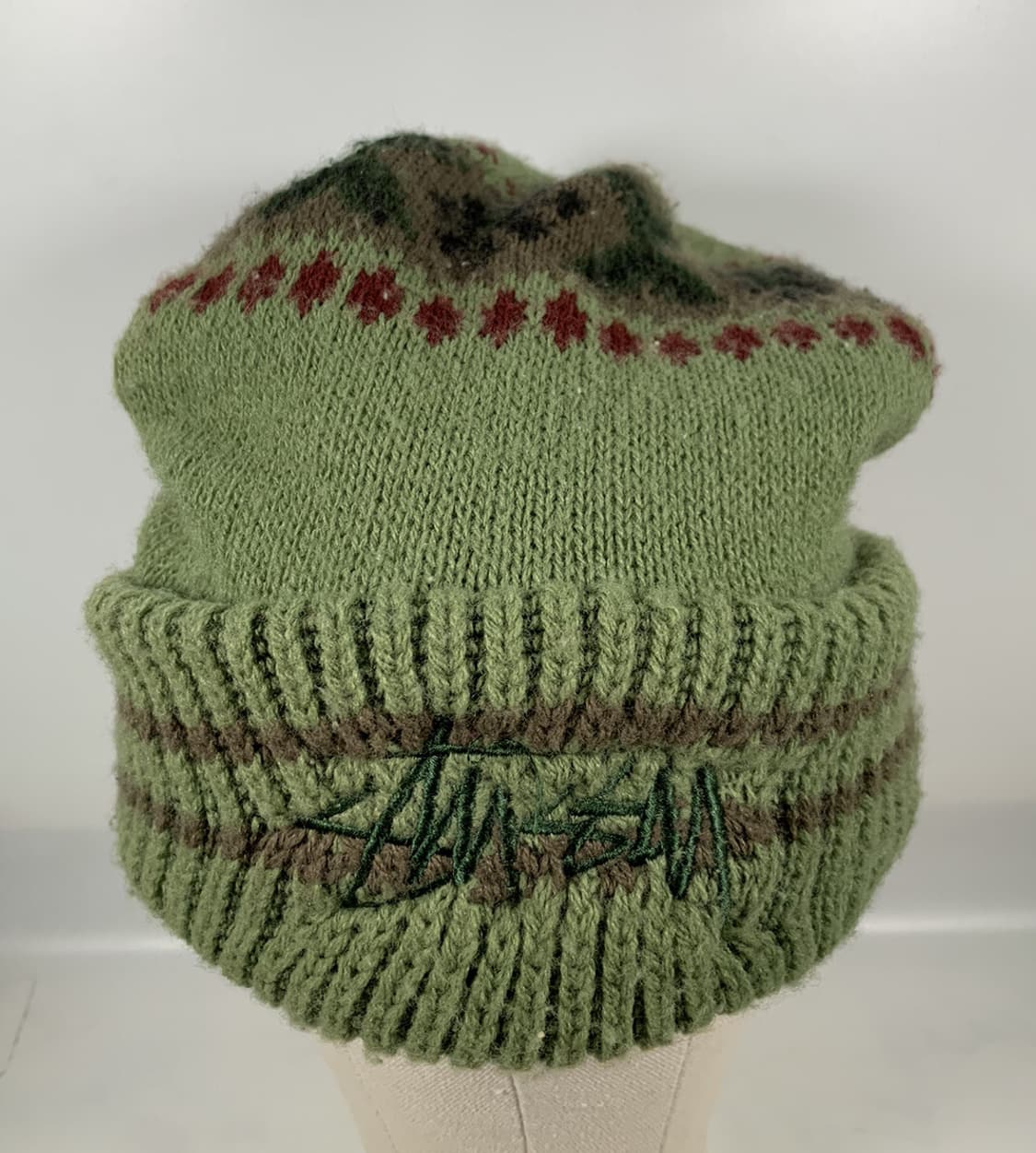 스투시 올드로고 니트 비니 그린/브라운 상품이미지1