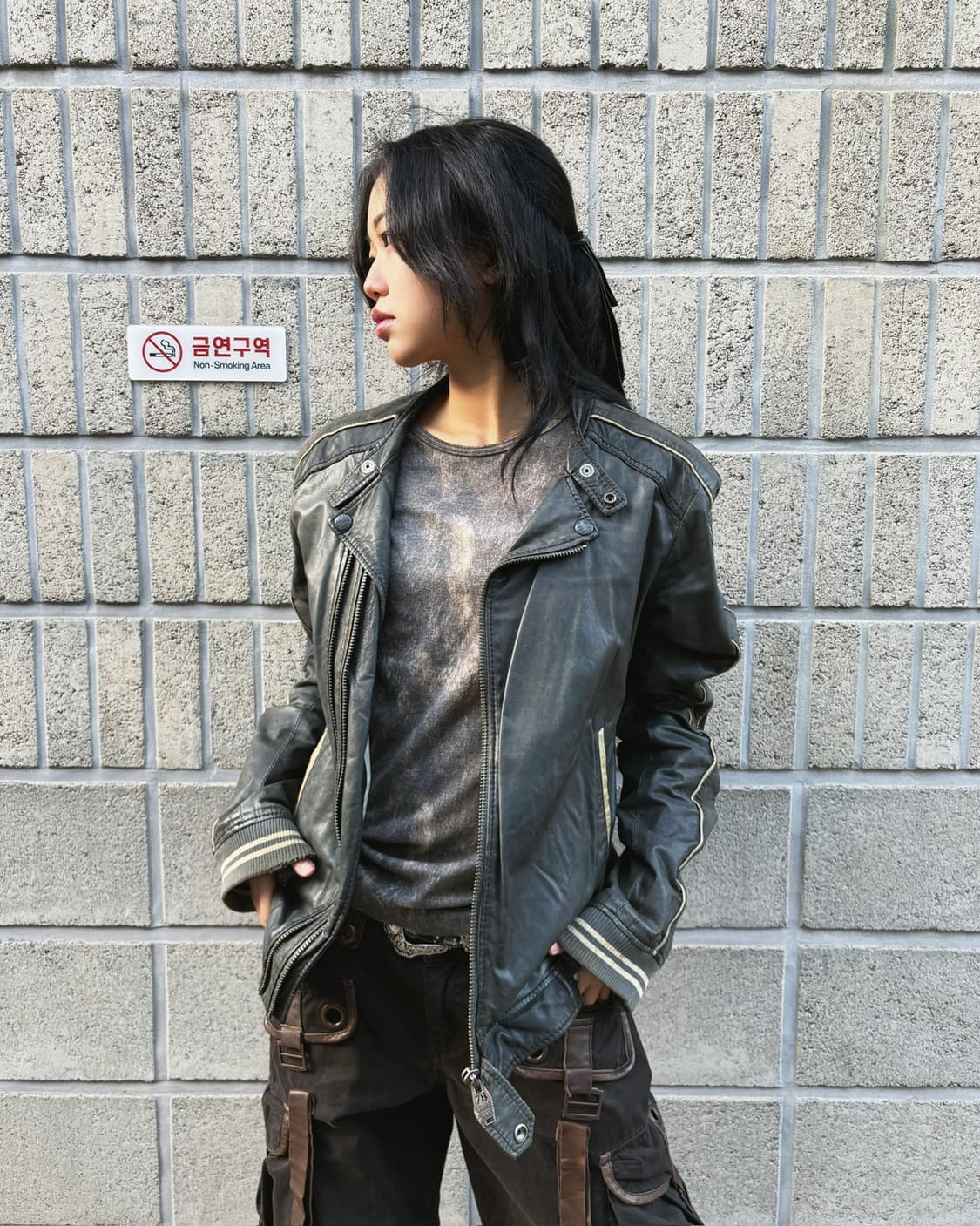 올드 디젤 그런지 리얼 레더 바이커자켓 상품이미지6