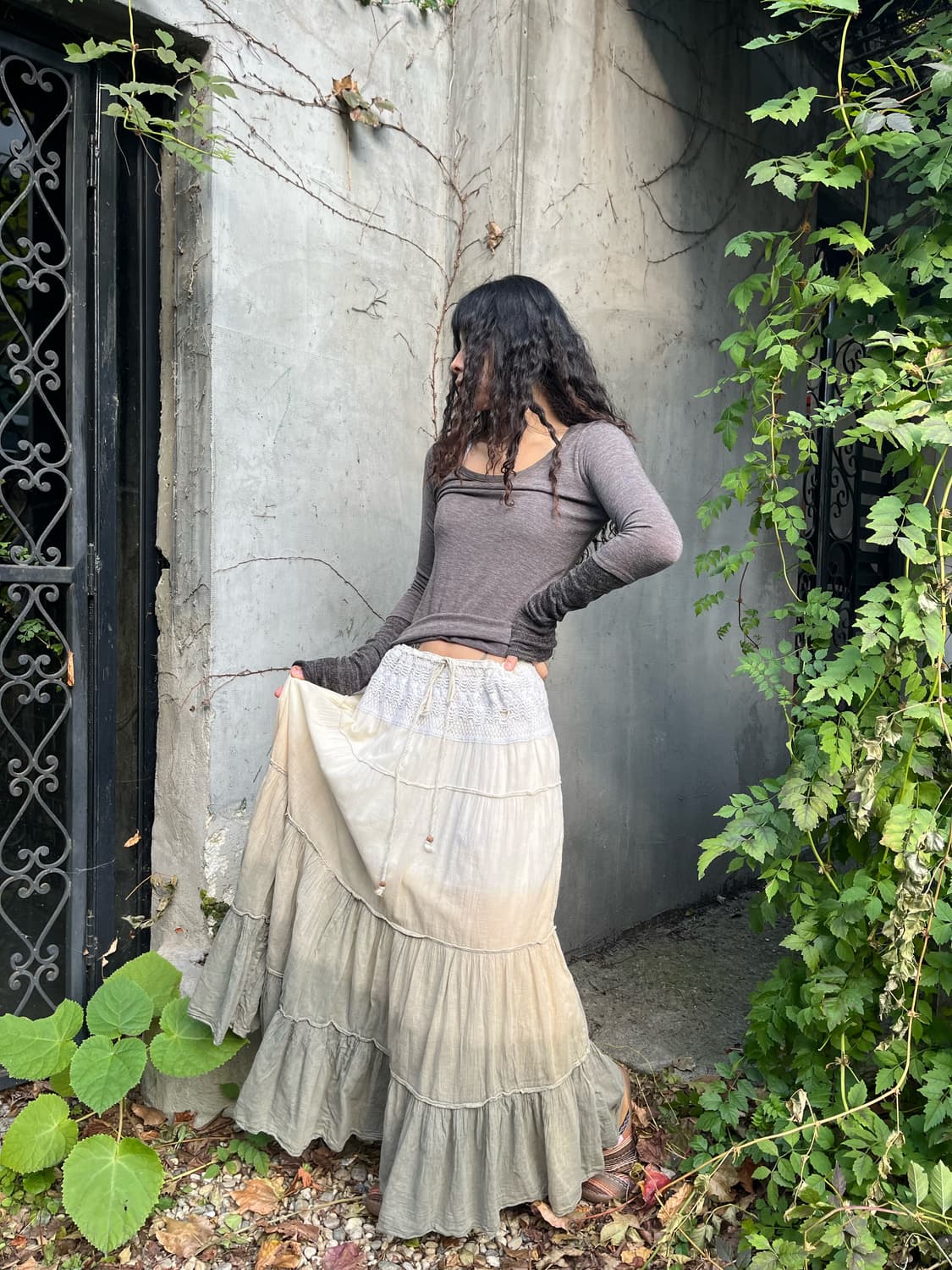 그레이 타이다이 캉캉 롱스커트 상품이미지2