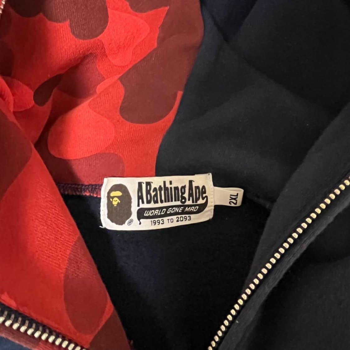 베이프 하프 카모 샤크 후드집업 레드 네이비 상품이미지4