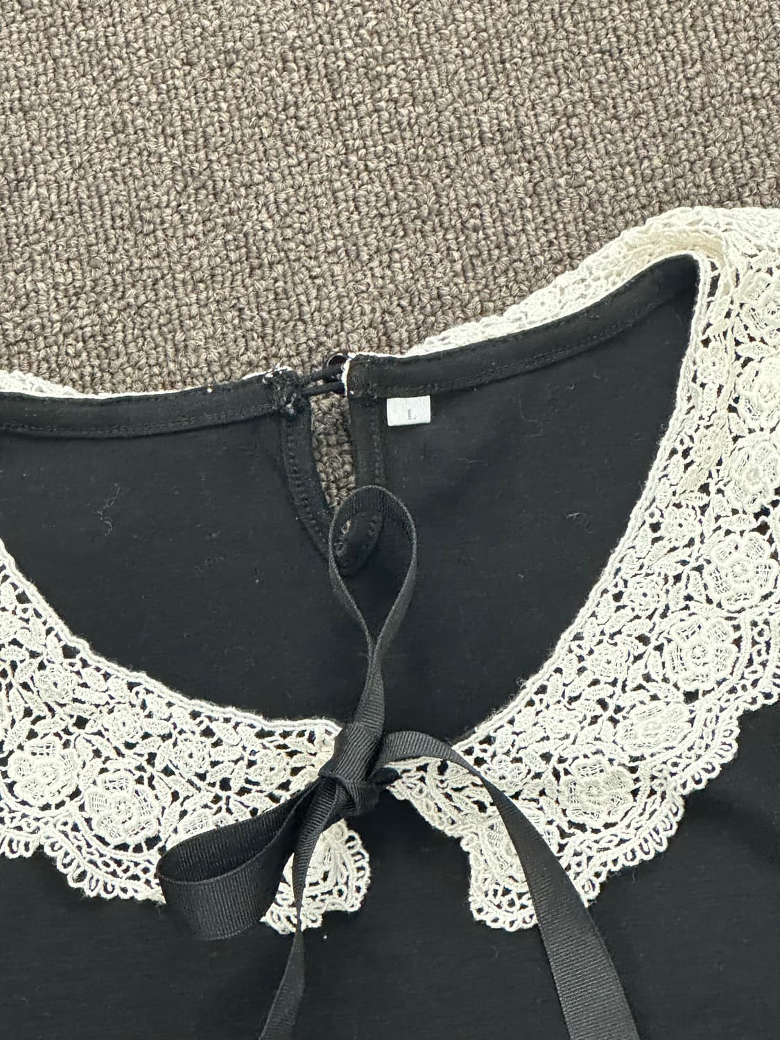 L)Japanese vintage 여성 레이스 리본 디테일 블랙 나시  상품이미지4