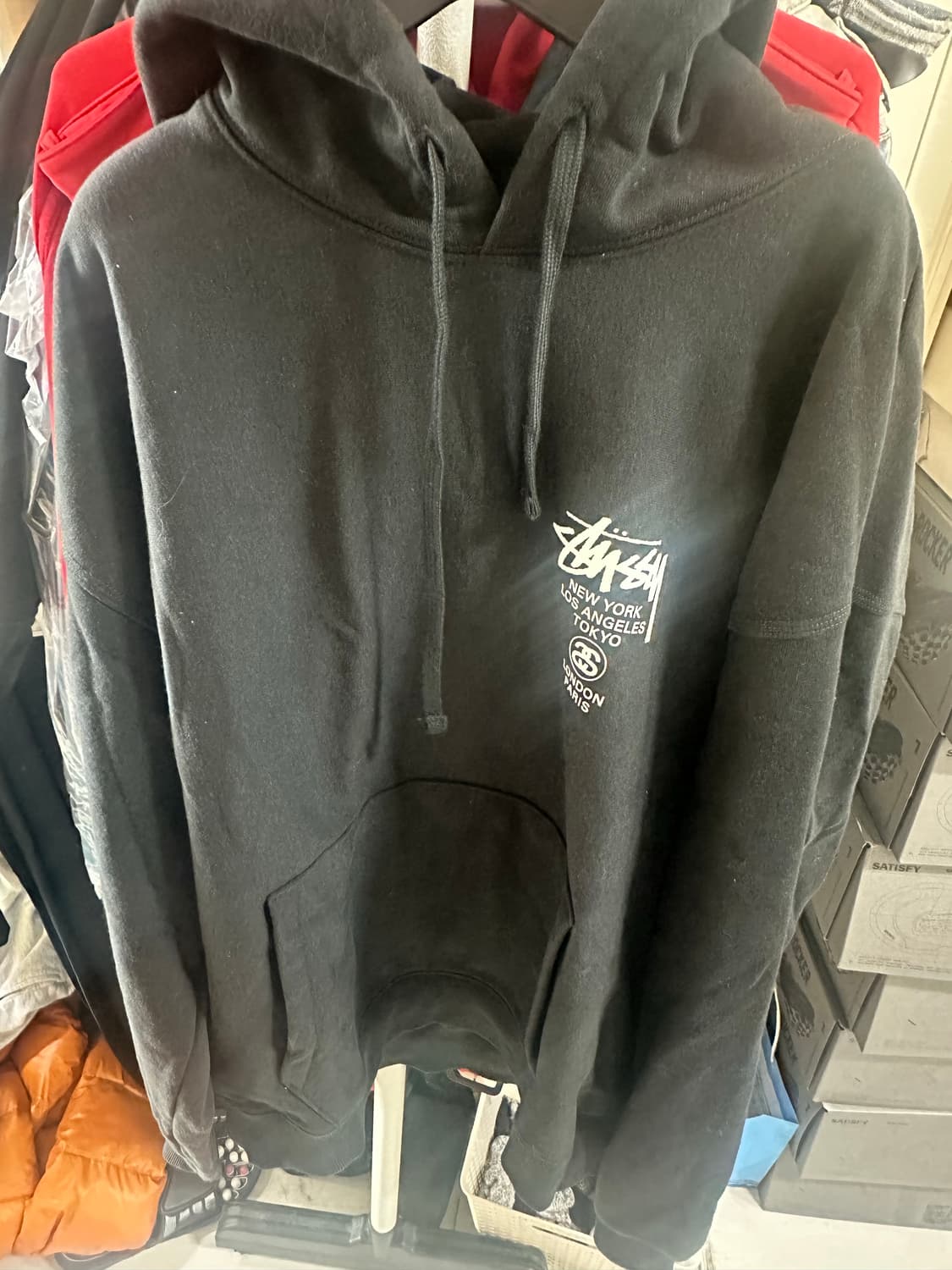 [XXL] 스투시 월드투어 후드티 블랙 상품이미지1