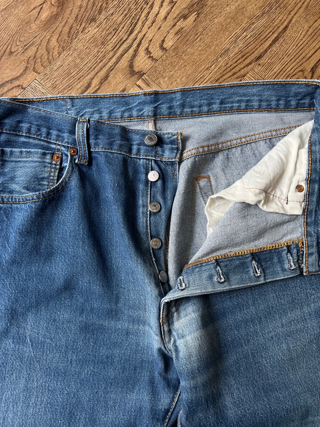 [36]리바이스 501 빈티지 워싱 미디엄블루 데님 팬츠 상품이미지3