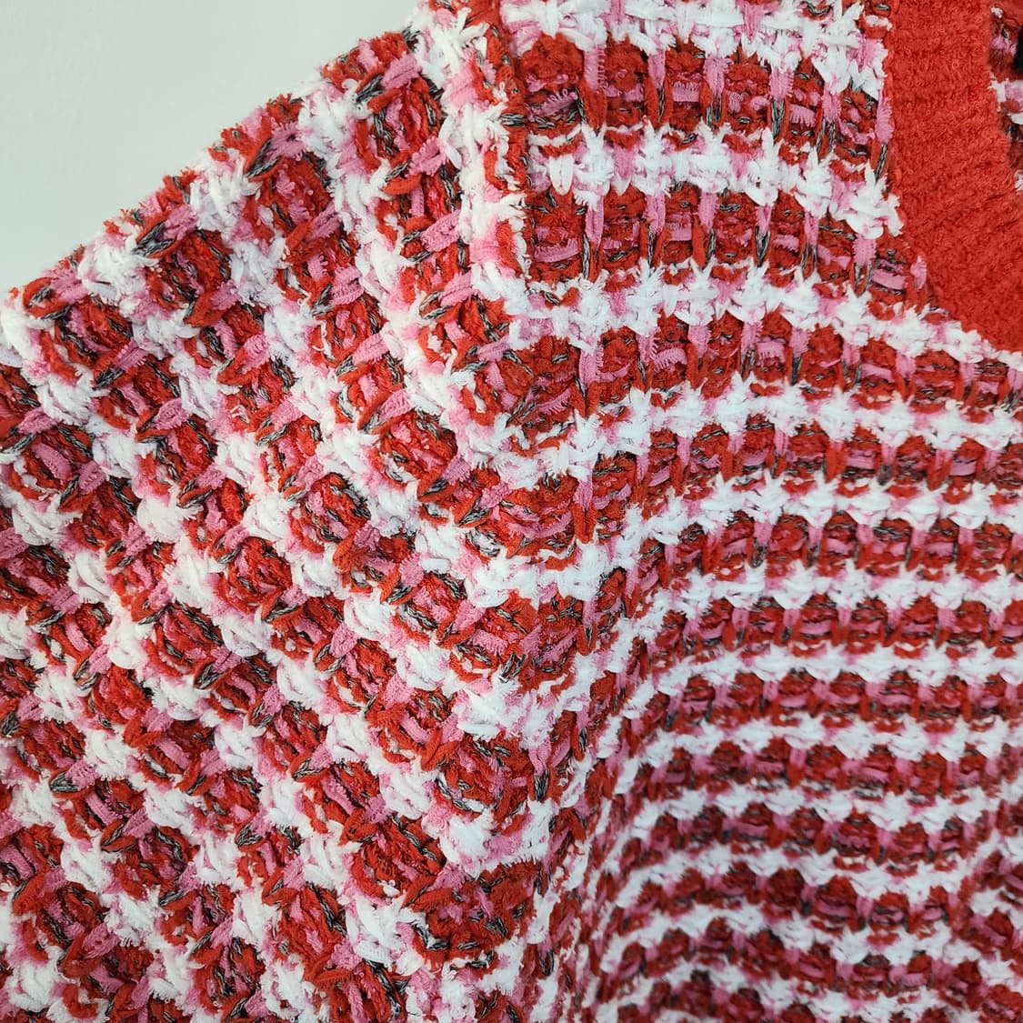 앤테일러 레드 화이트 반팔 니트 상품이미지3