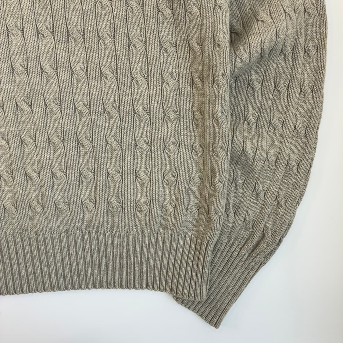 Polo 폴로 랄프로렌 00‘s 멜란지 그레이 케이블 코튼 라운드 니트 상품이미지4