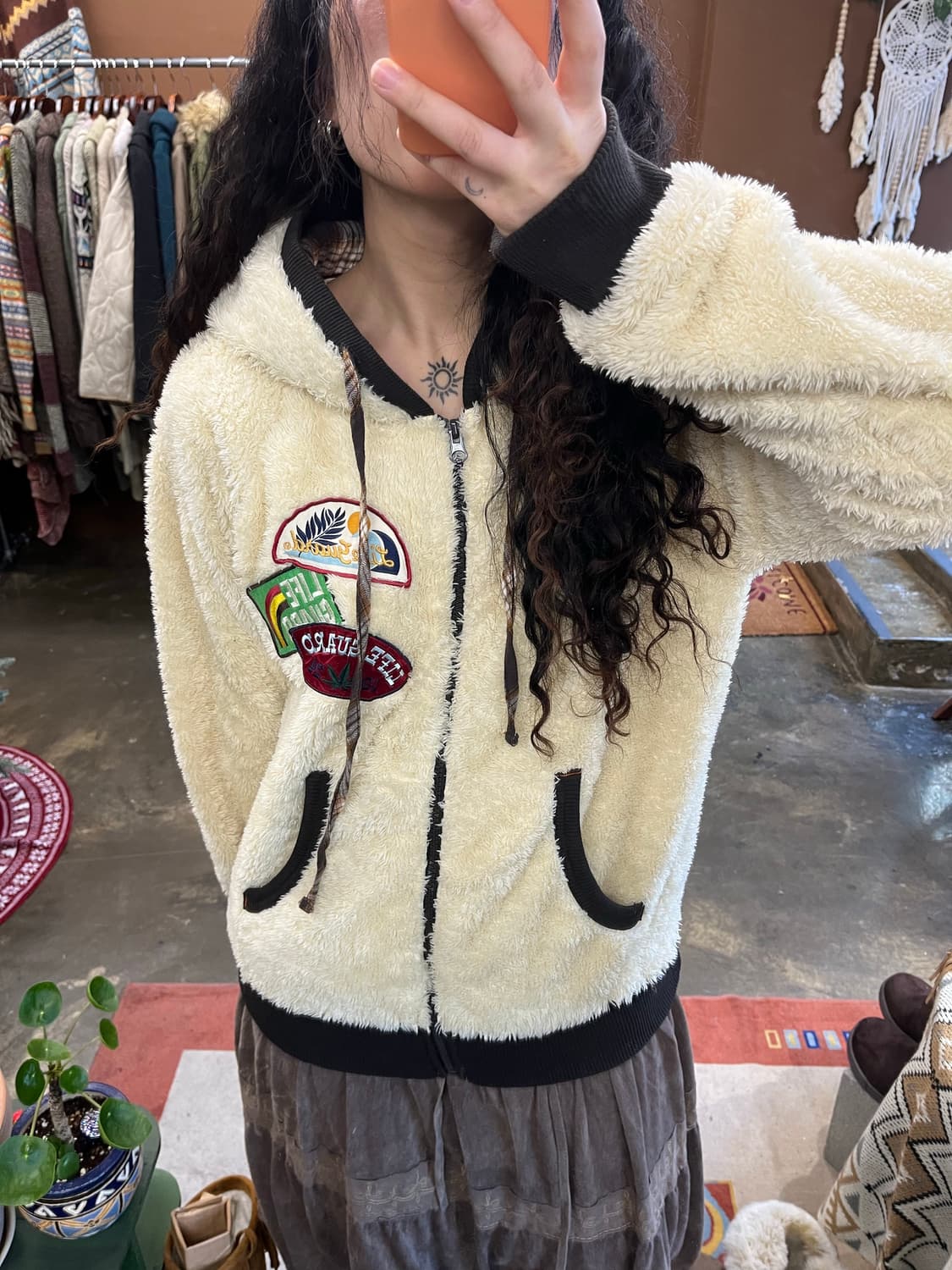 크림아이보리 플리스 후드집업 상품이미지9