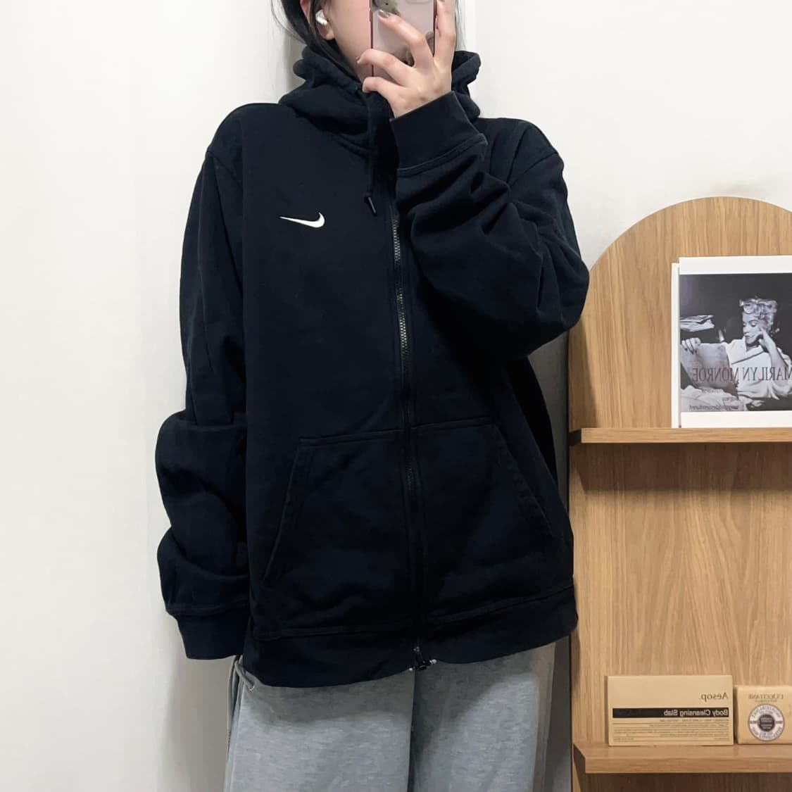 [정품] 나이키 블랙 스우시 기모 후집 [ XL ] 상품이미지2