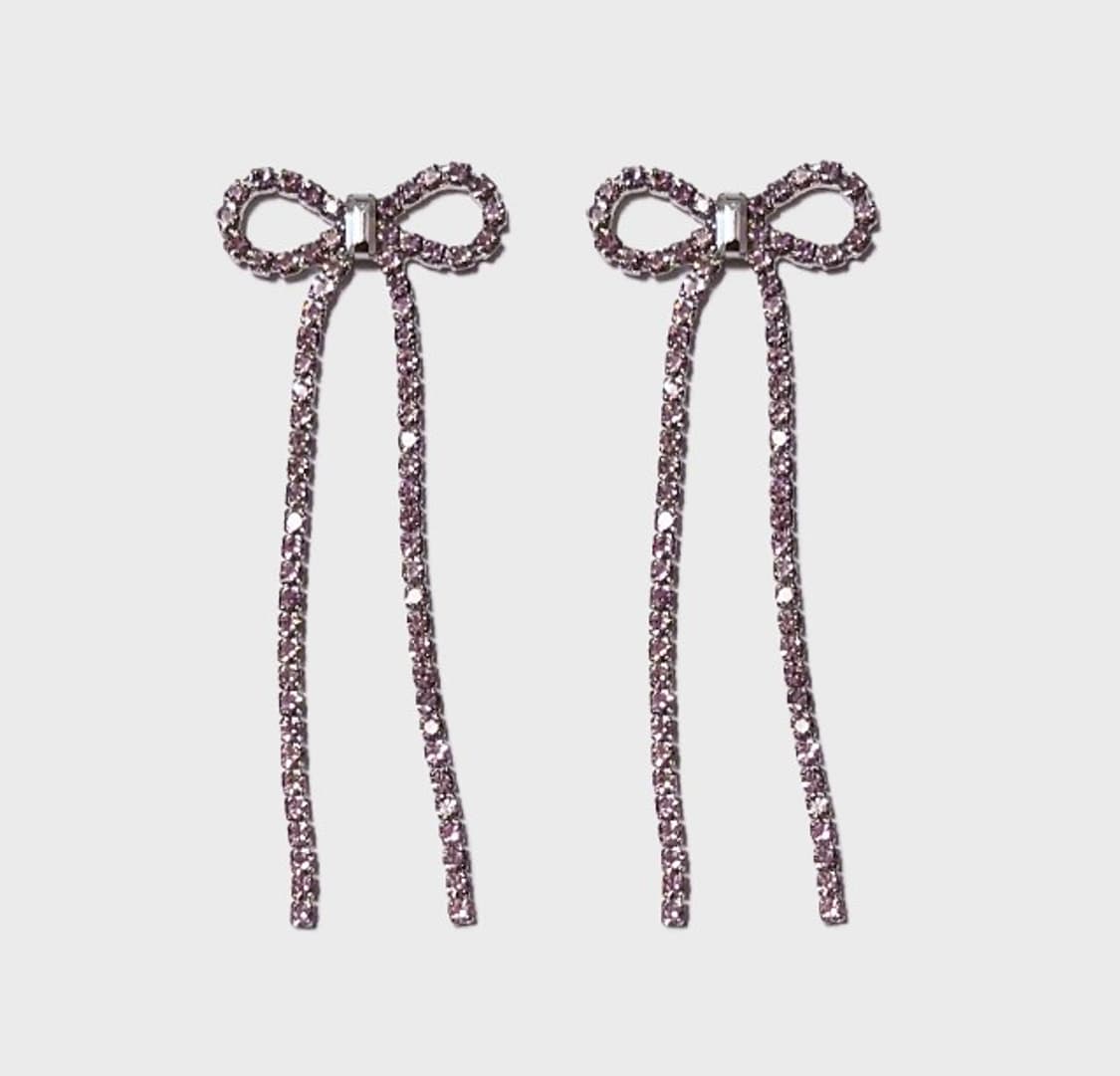 CANDY STONE LONG BOW EARRING 라일락 상품이미지1