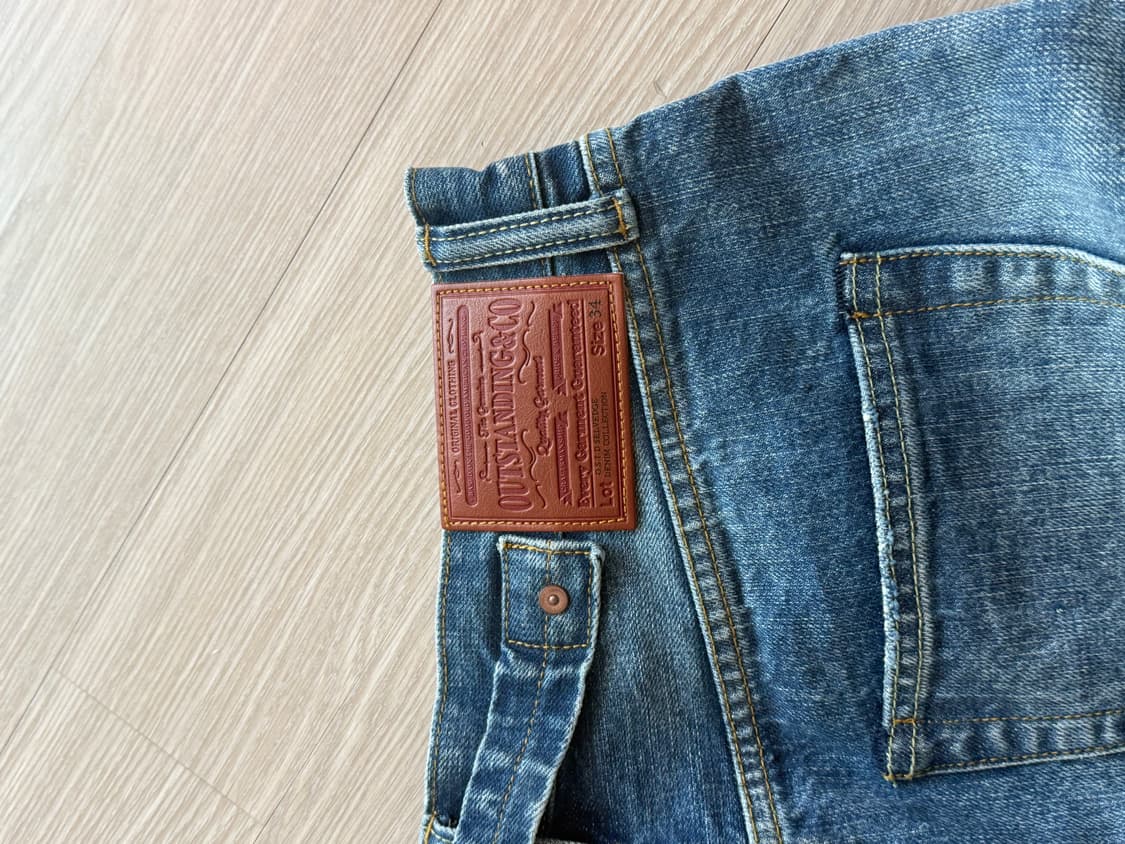 [L] 아웃스탠딩 30s 신치백 셀비지 와이드 데님팬츠 상품이미지6