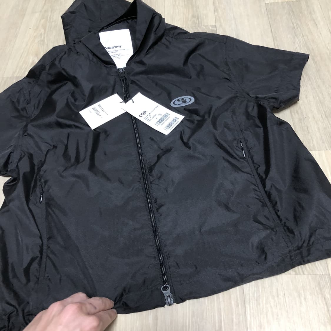 (우먼스 M) 새상품 코드그라피 WAVE 로고 심볼 시스루 반팔 후드집업 상품이미지7