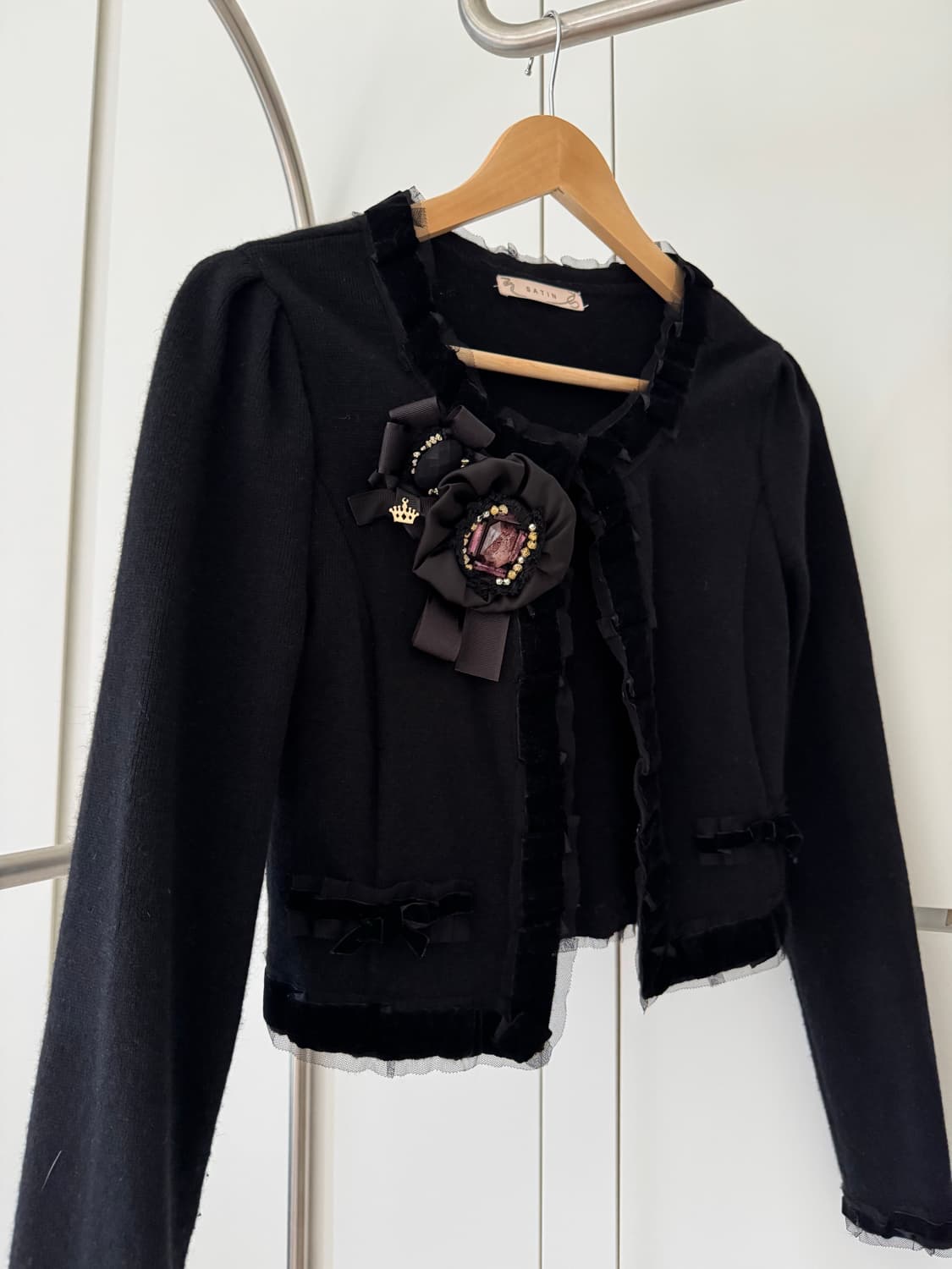 (드라이 완료) satin 샤틴 트위드자켓 가디건 (블랙) 상품이미지2