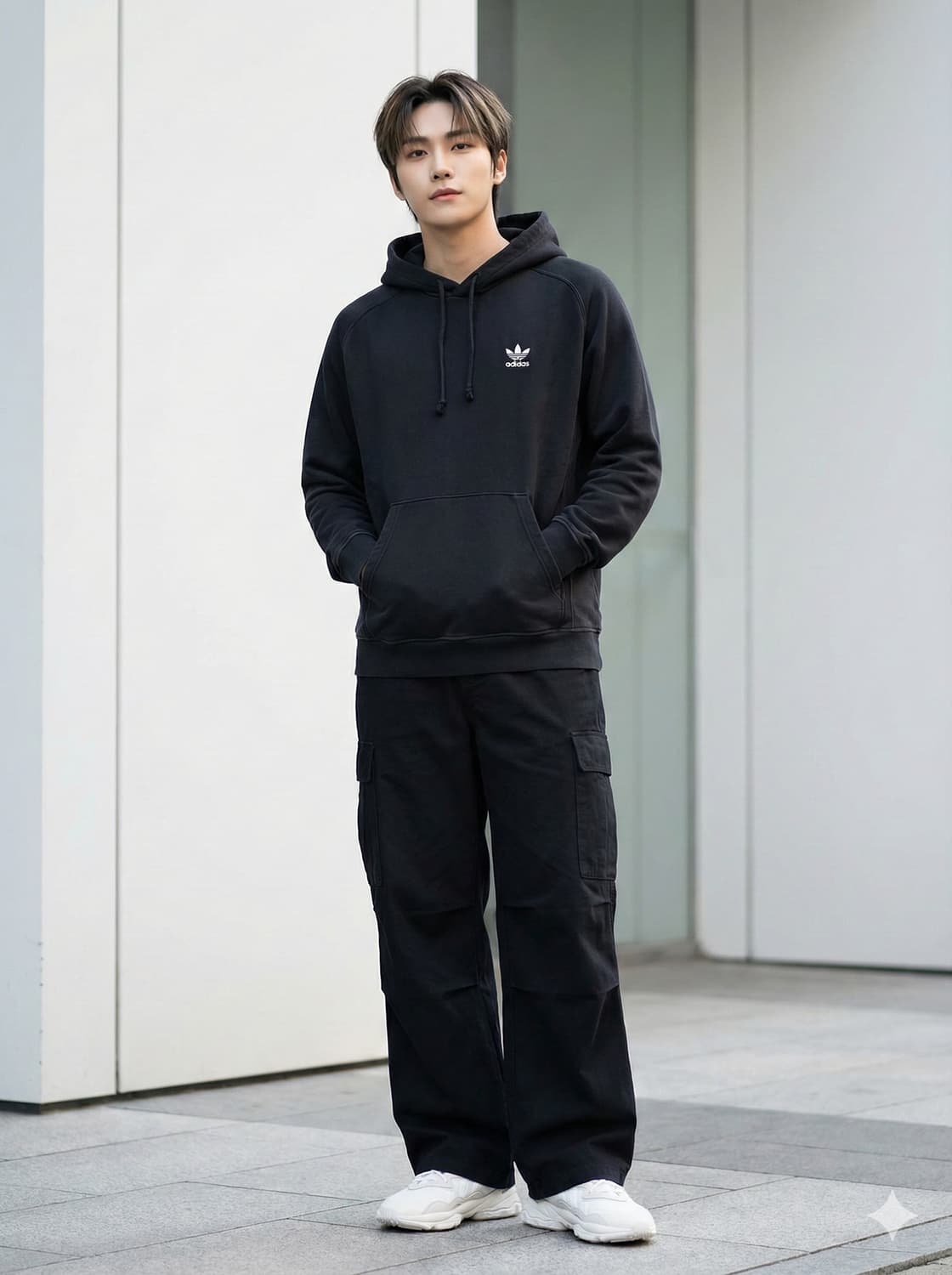 아디다스. 남자 블랙 후드티셔츠_S 상품이미지1