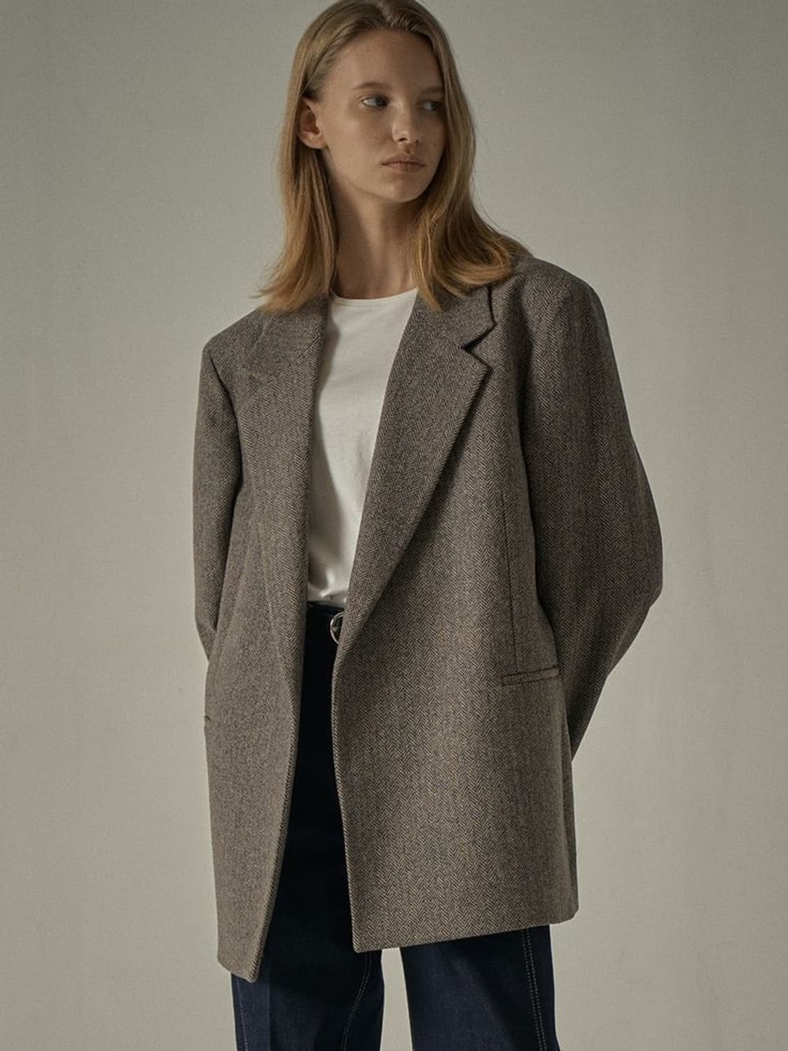 파사드패턴 헤링본 울 자켓 상품이미지1