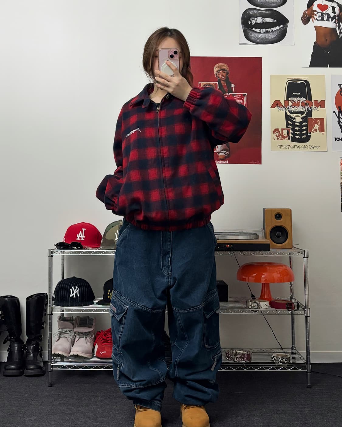 빈티지 플란넬 울 체크 퀼팅 점퍼 상품이미지4