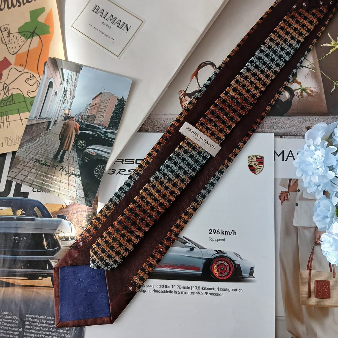 피에르 발망 실크 브라운 패턴 넥타이 8.9cm A+등급 A19364
 상품이미지6