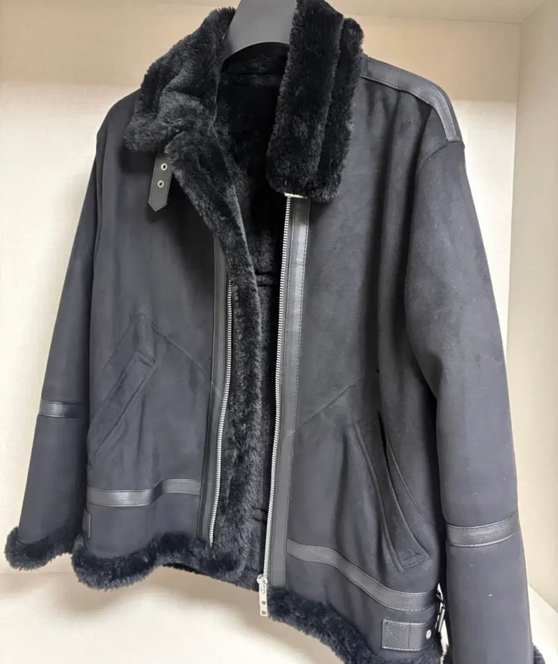 도프제이슨 솔리드 스웨이드 무톤 자켓 (블랙) M  상품이미지1