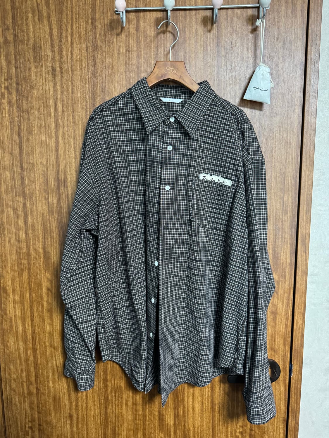STU 레터링 체크 셔츠 M 상품이미지4